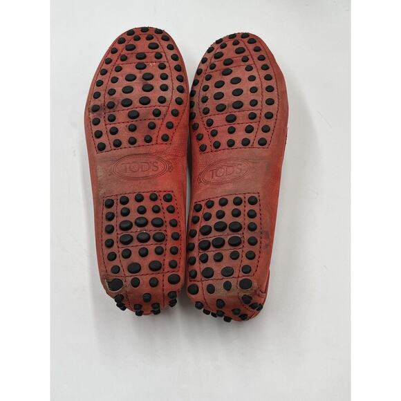 Tod's Gommino Orange Nubuck Leather Bow Detail Loafers Driving Shoe Sz 34/3 - Picture 5 of 14